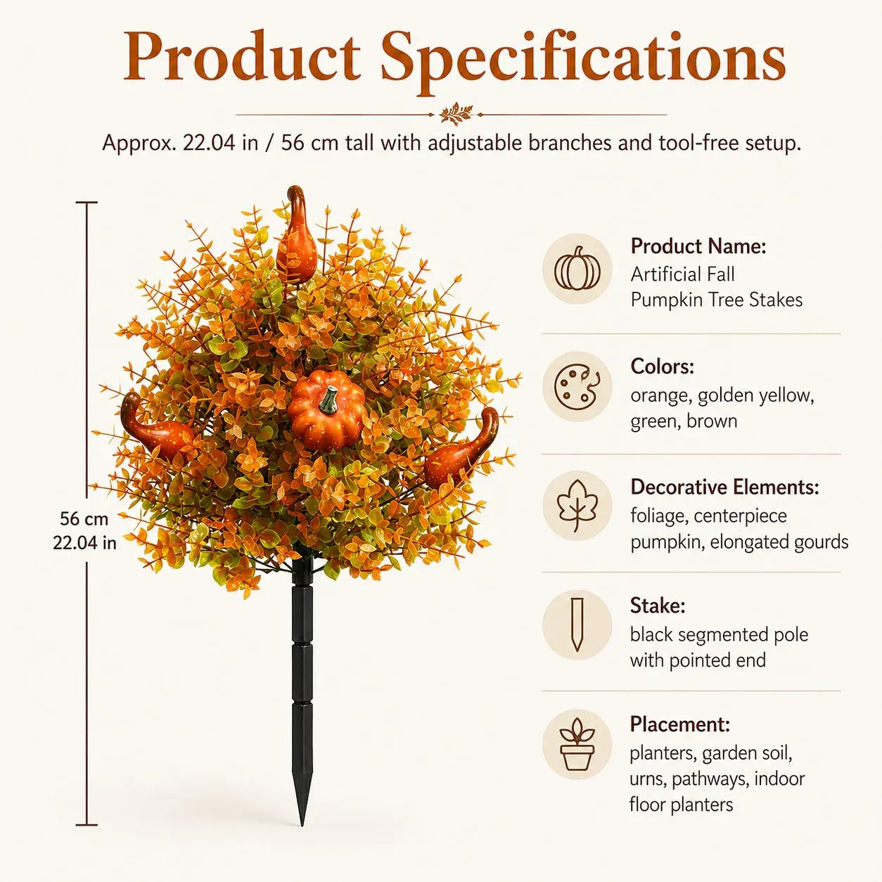 🔥 Artificial Fall Pumpkin Tree Stakes – Instant Autumn Porch Decor
