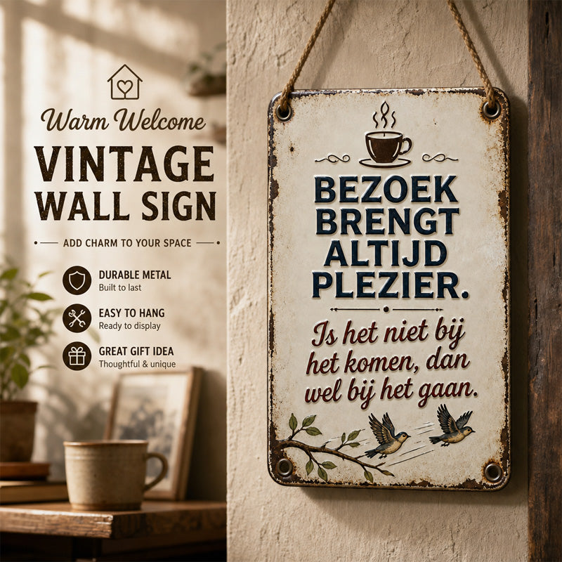 Visitors Are Always a Delight! ✨ The ultimate nostalgic wall sign that welcomes every guest with a smile.