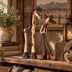 🤠🐴 Whimsical Western Cowboy & Horse Figurine Duo 🌵