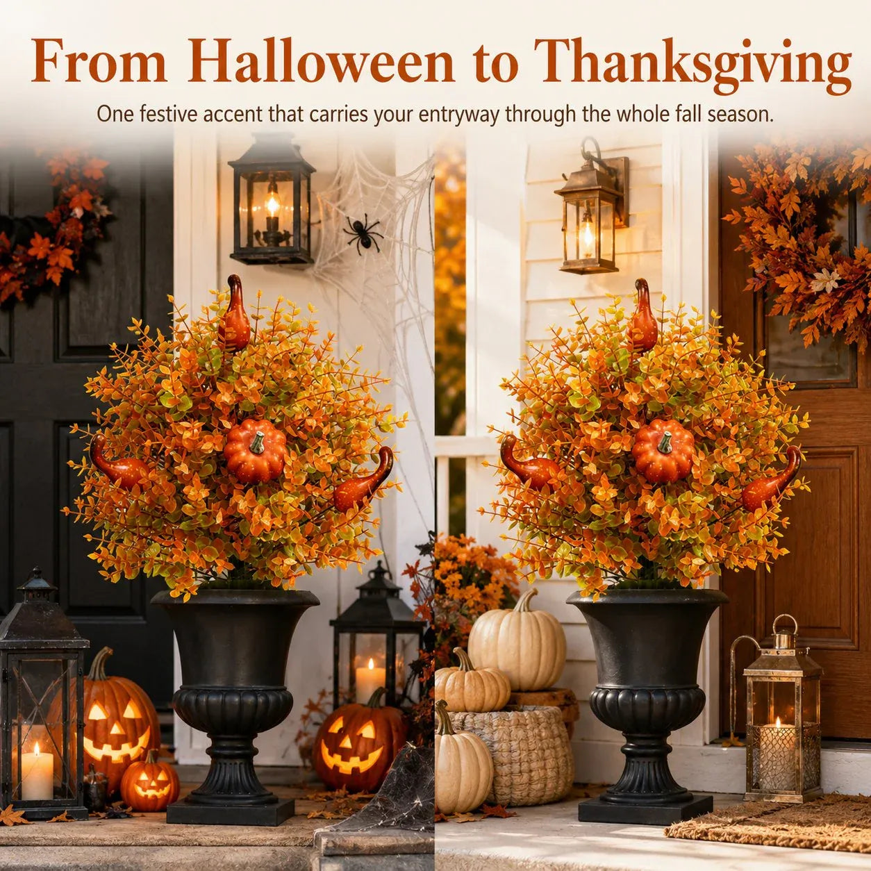🔥 Artificial Fall Pumpkin Tree Stakes – Instant Autumn Porch Decor