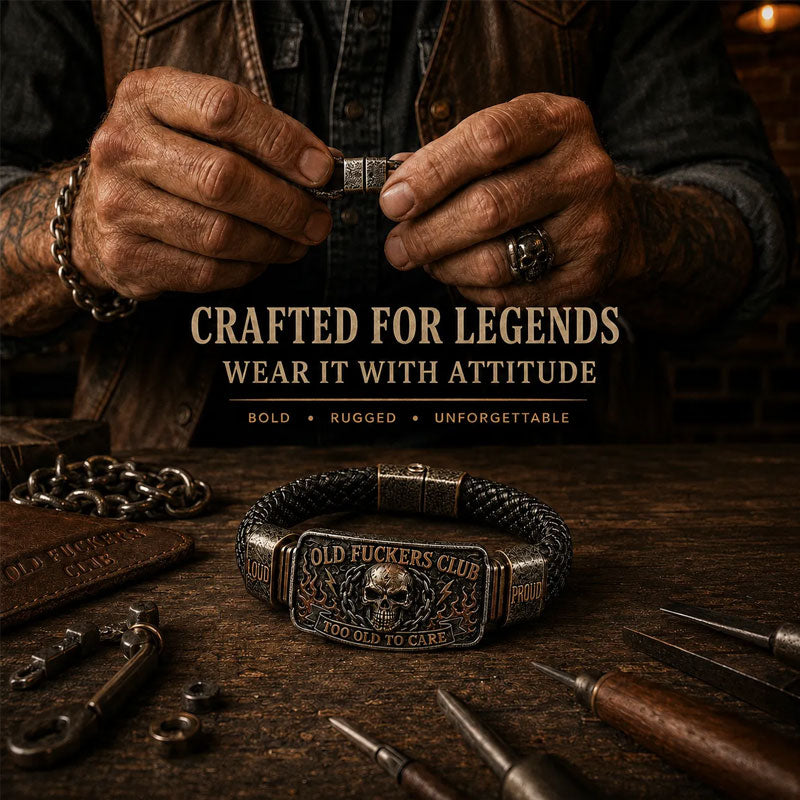 Old Fuckers Club Braided Leather Bracelet - Too Old To Care