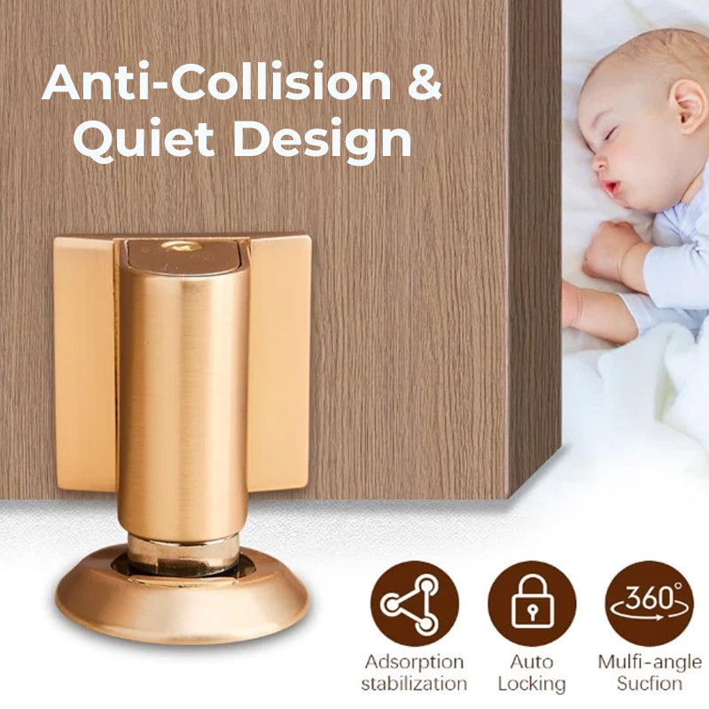 🚪 Drill-free zinc alloy windproof double-magnet invisible silent door stop