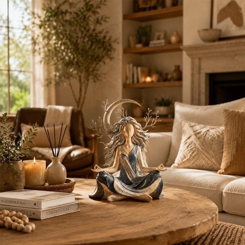 ✨ Sun & Moon Goddess Sculpture Set Boho Spiritual Home Decor Statues