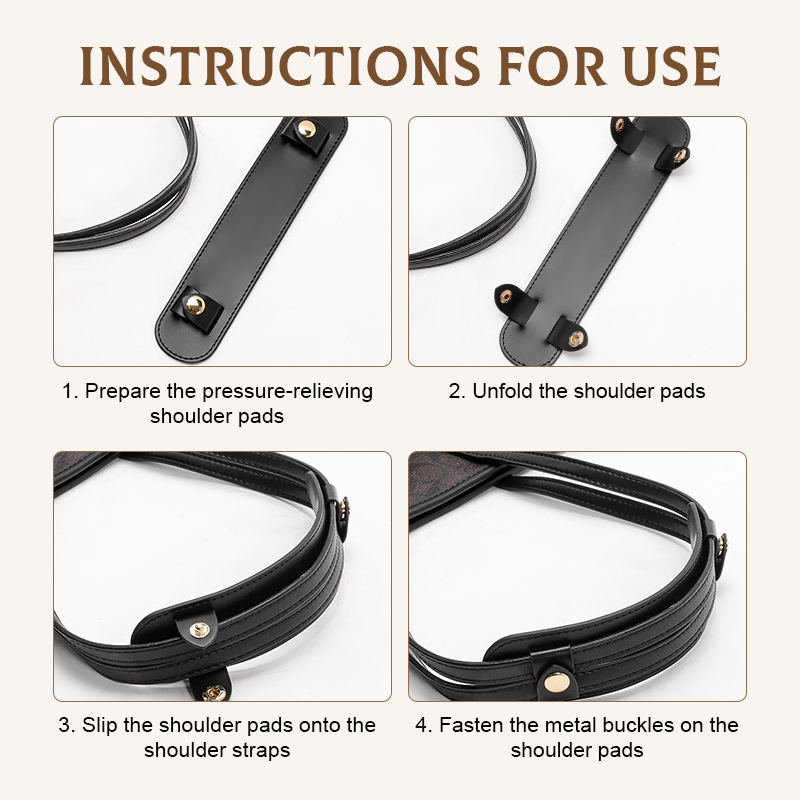 Tote bag modified shoulder strap with anti-slip and pressure-reducing shoulder pads