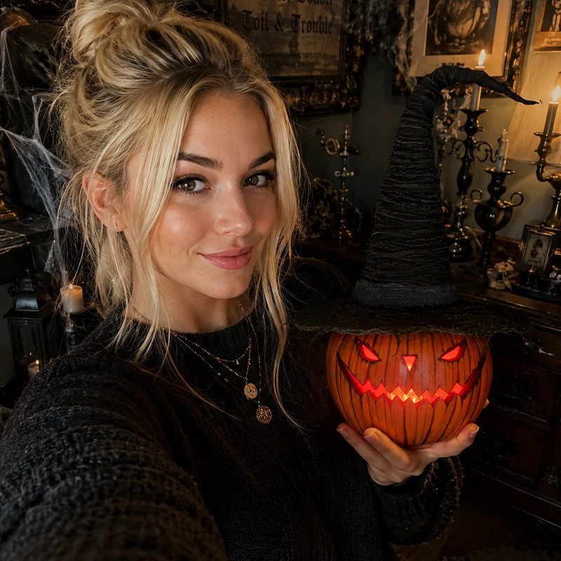 Spooky Witch Hat Pumpkin Halloween LED Light Decoration 🎃🧙‍♀️