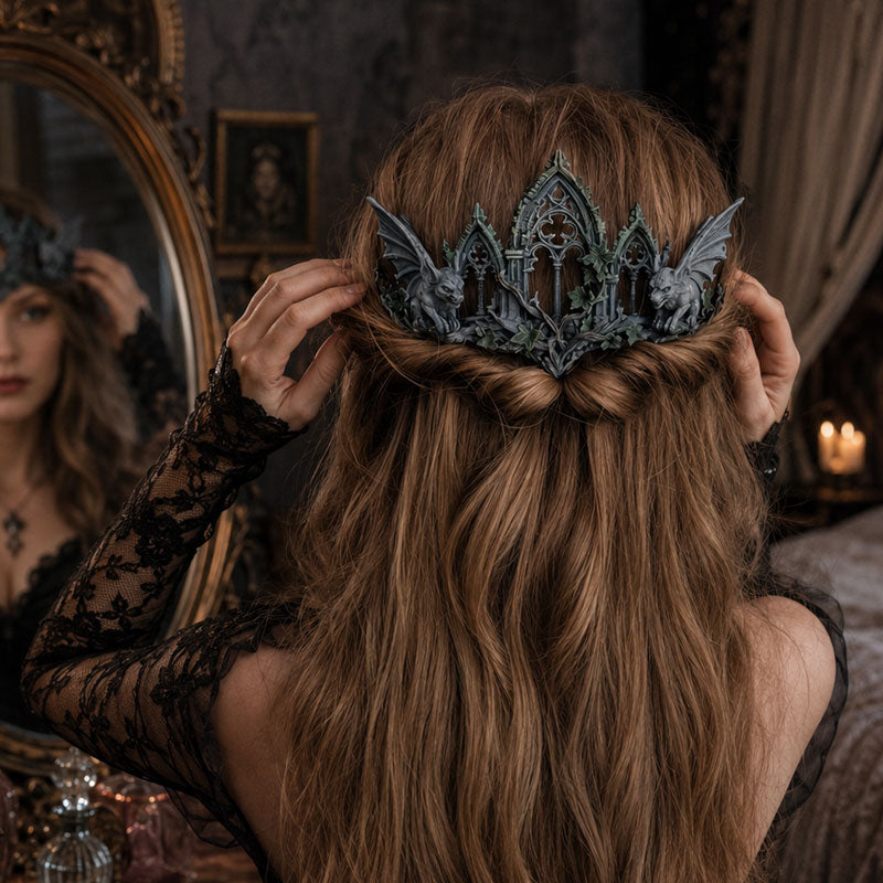 🖤👑 Gothic Gargoyle Cathedral Crown Hair Accessory