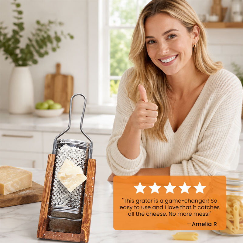 Parmesan Cheese Grater with Olive Wood Box