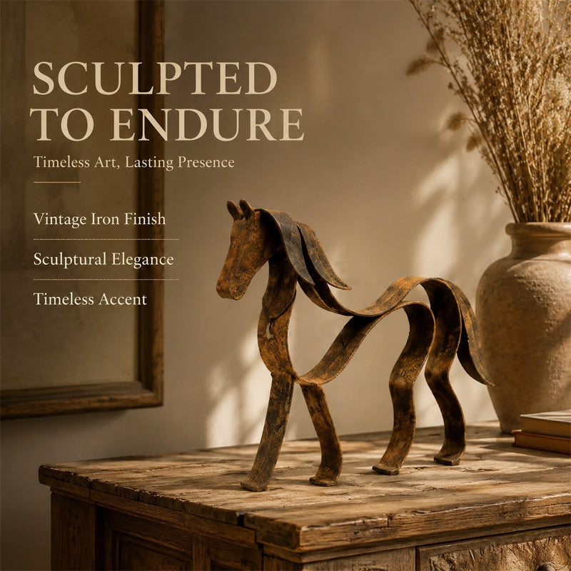 Vintage Metal Horse Sculpture – Rustic Equestrian Home Decor 🐎