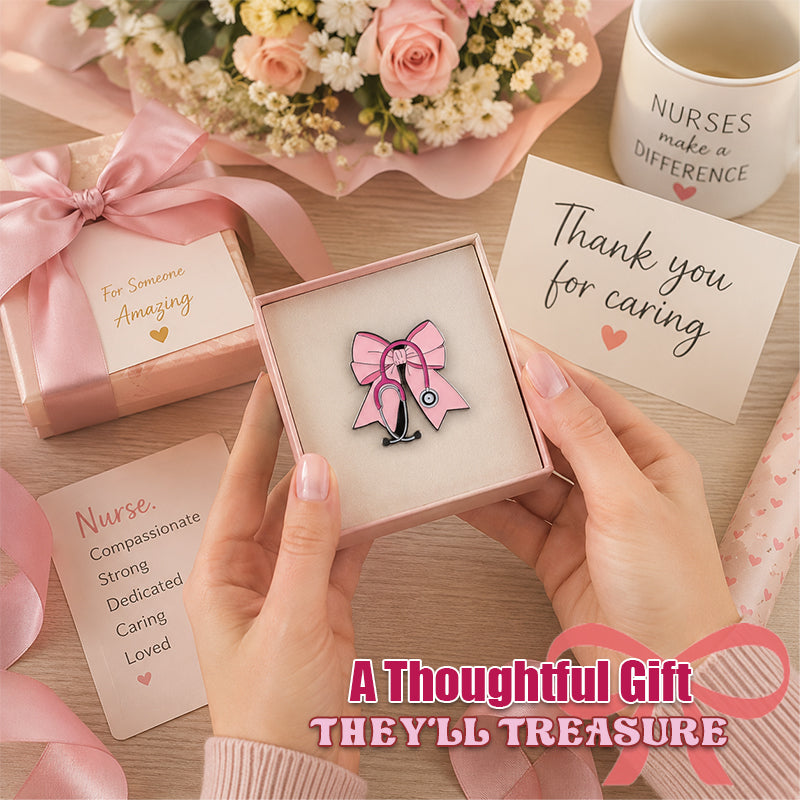 💖Last Day 50% OFF - —🎀 Pink Bow Stethoscope Enamel Pin
