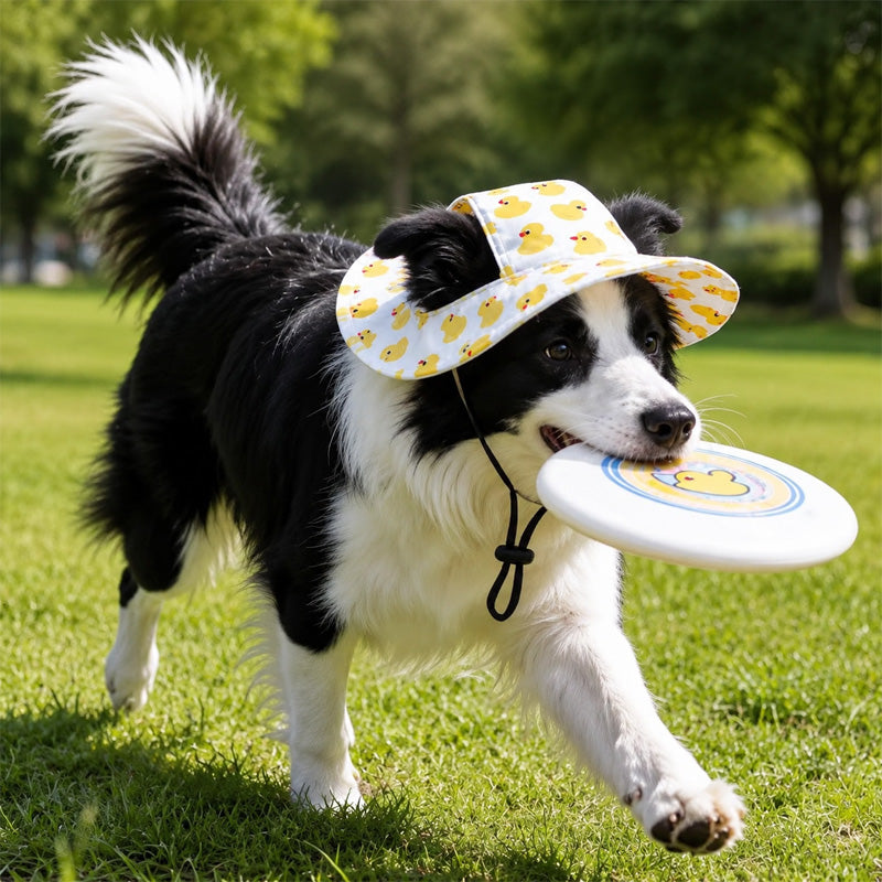 🐾 Pet Sun Hat – Adjustable Bucket Hat With Ear Openings & Chin Cord