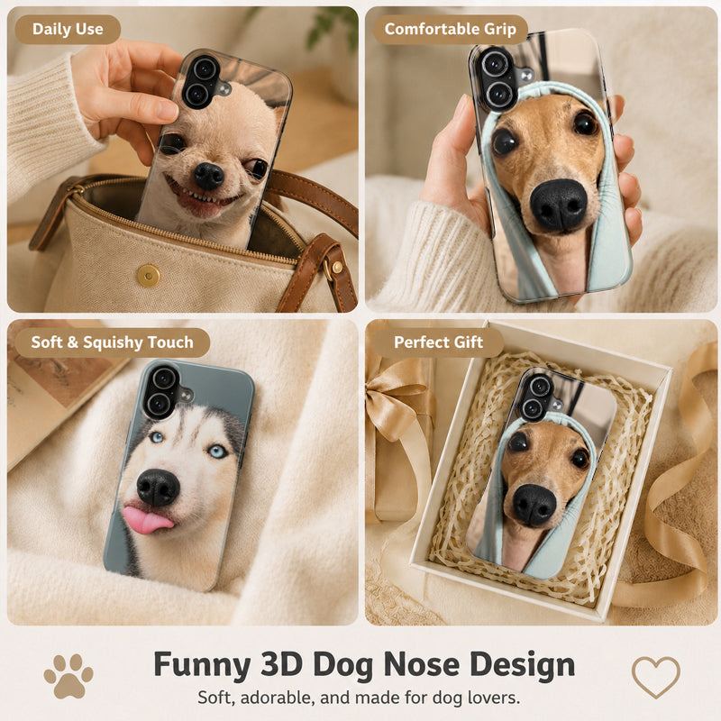 3D Dog Nose Phone Case – Squishy Funny Design