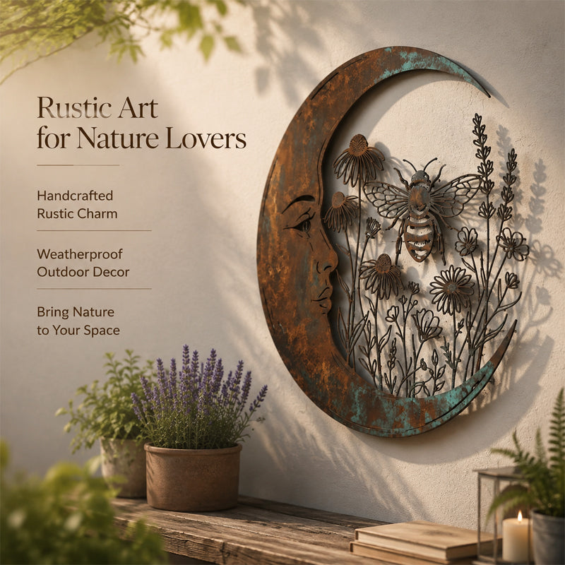 🌙 Enchanted Moon Garden Wall Art – Nature Inspired Metal Wall Decor for Home & Garden