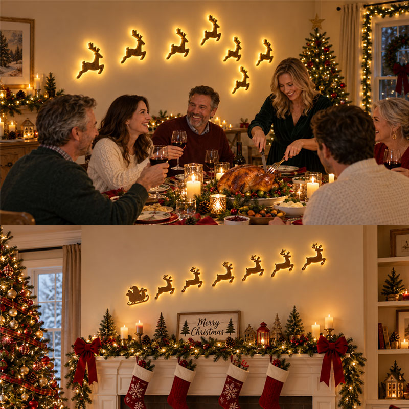 🎄 LED Reindeer Wall Decorations - ✨Festive Christmas Lighting