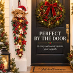 Highland Cow Christmas swag decorative details