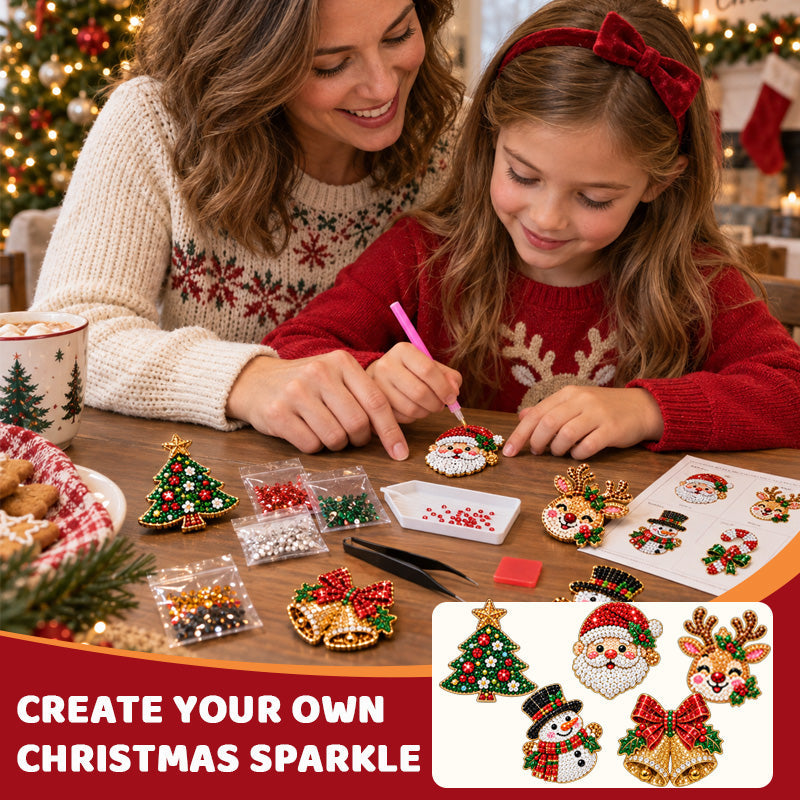 🎁 DIY Diamond Painting ☃️ Christmas Brooch Kit
