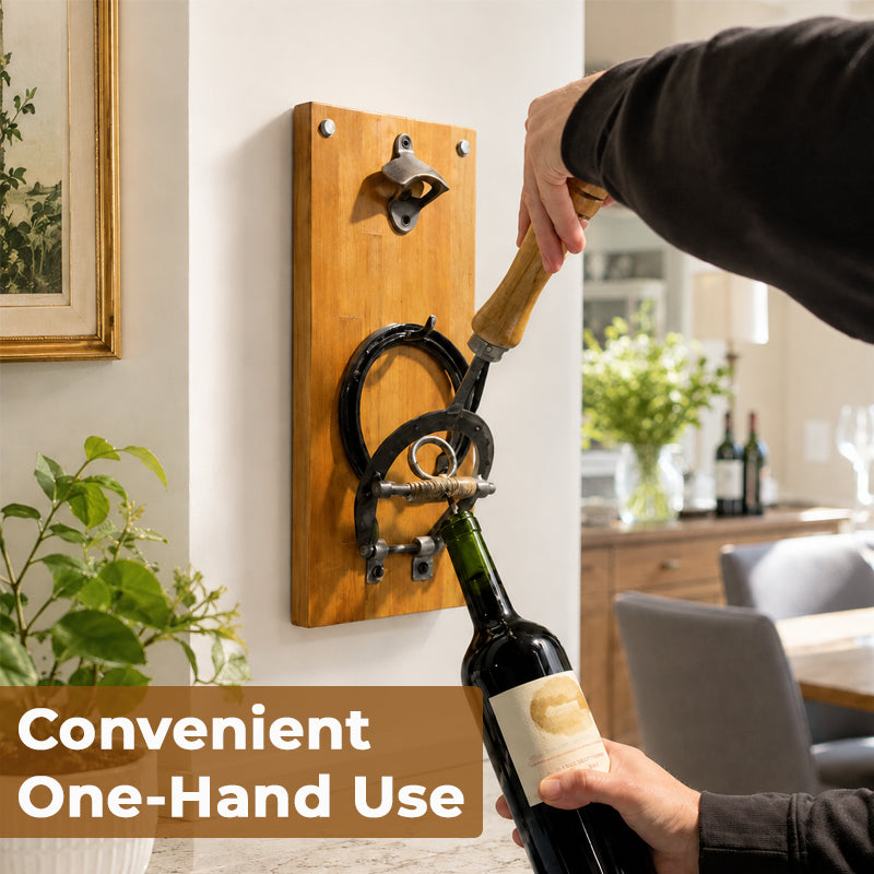 🍷 Wall-Mounted Bottle Opener – Easy One-Hand Beer & Wine Opener