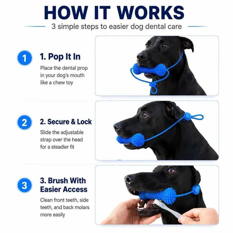 Adjustable Neck Strap Dog Tooth Cleaning Chew Stick