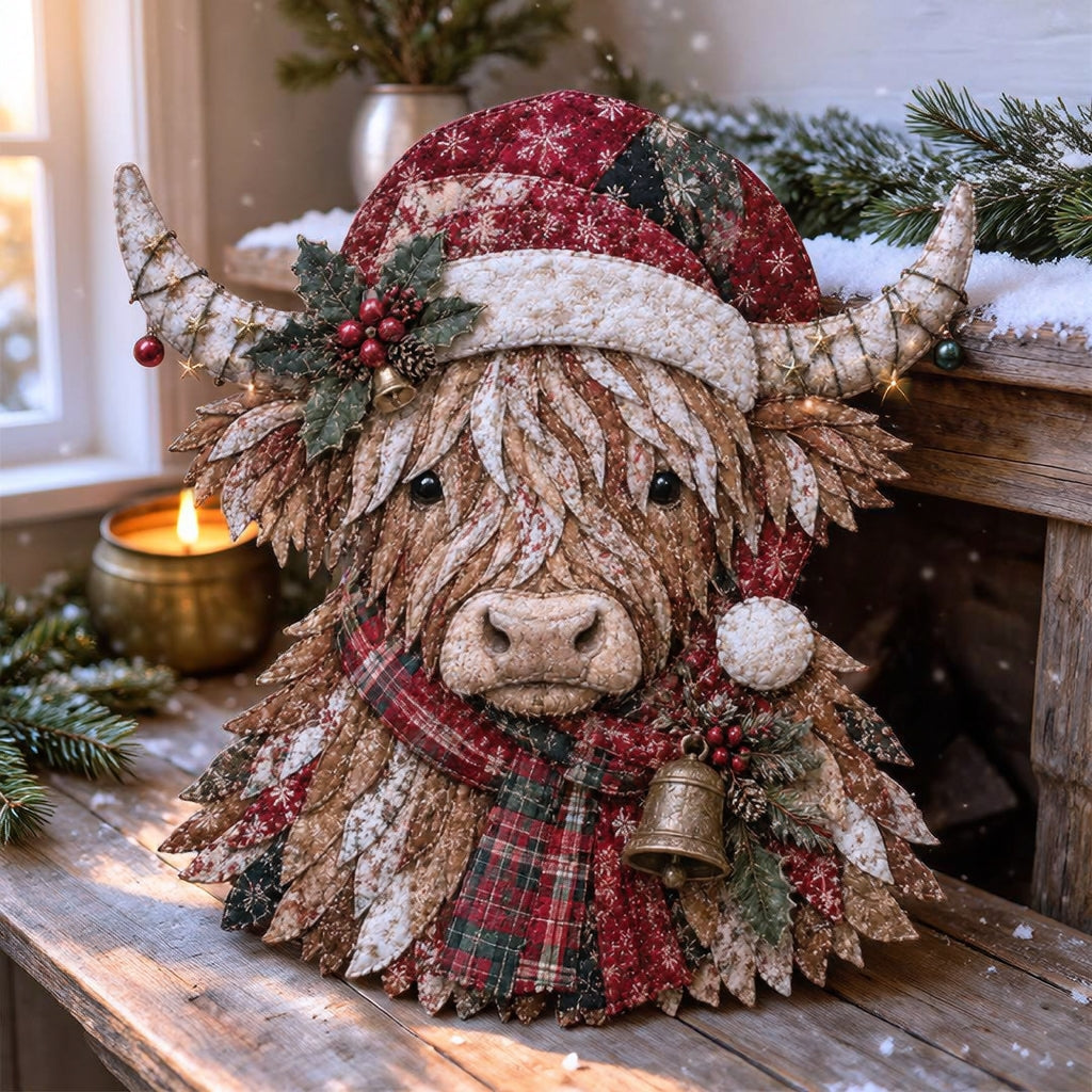 🎄 Highland Cow Christmas Patchwork Wall Hanging Kit