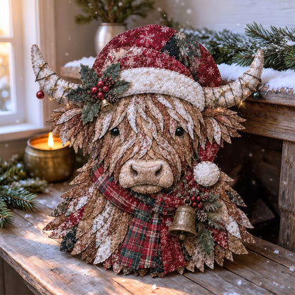 🎄 Highland Cow Christmas Patchwork Wall Hanging Kit