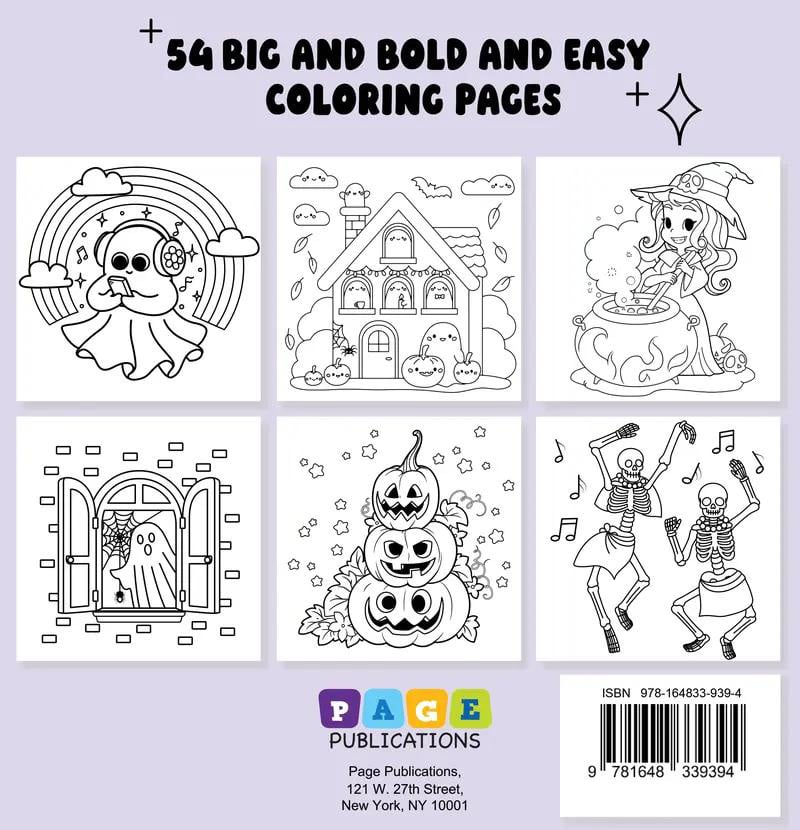 👻🎨Spooky & Cute Bold and Easy Coloring Book – A Whimsical Halloween Adventure(✨Hardcover)