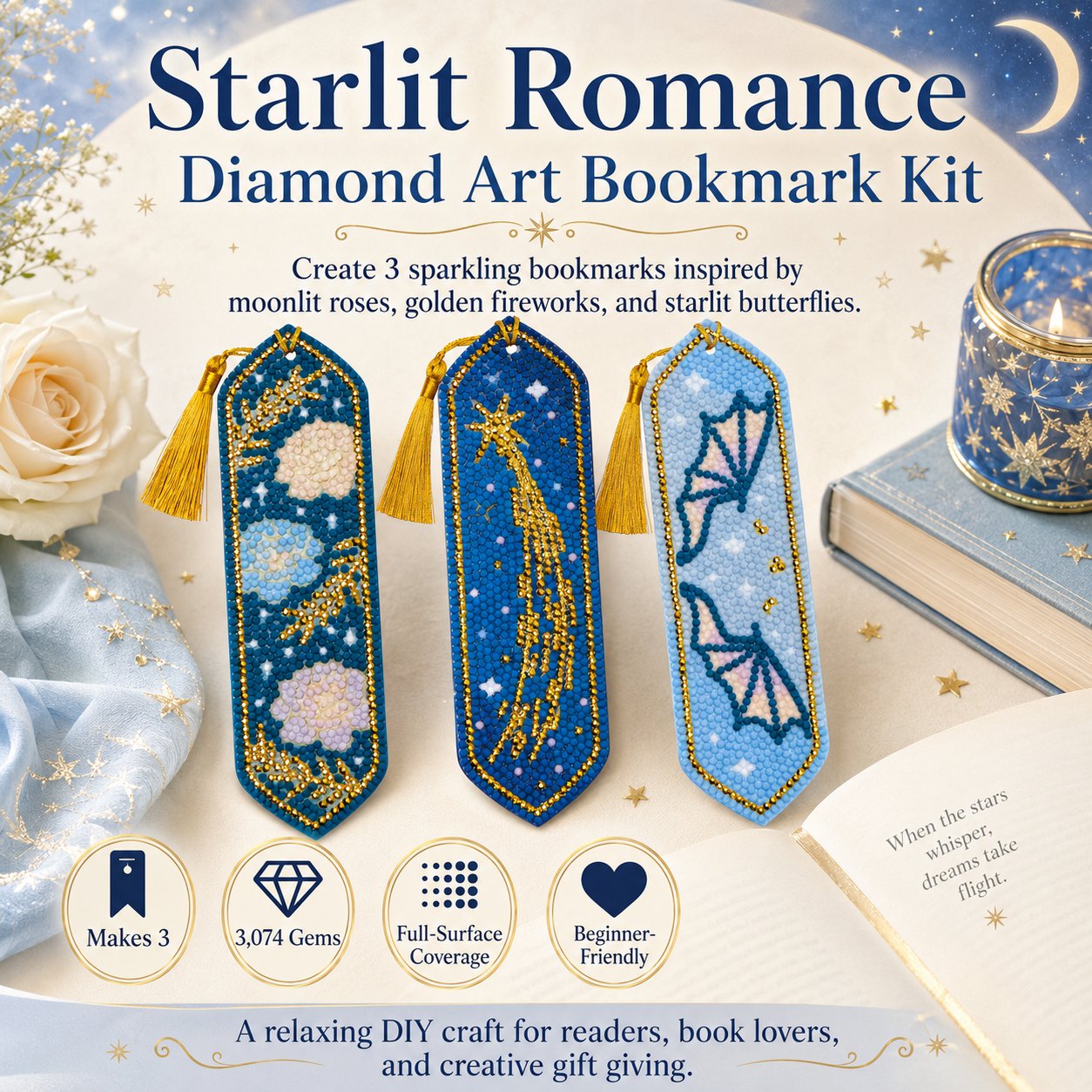 🌌Starlit Romance Diamond Art Bookmark Kit