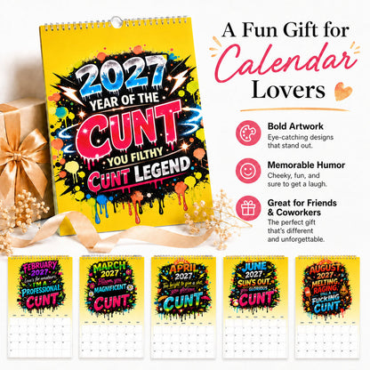 🌟2027 Year of the Cunt Wall Calendar – Bold Graffiti Humor Calendar📆