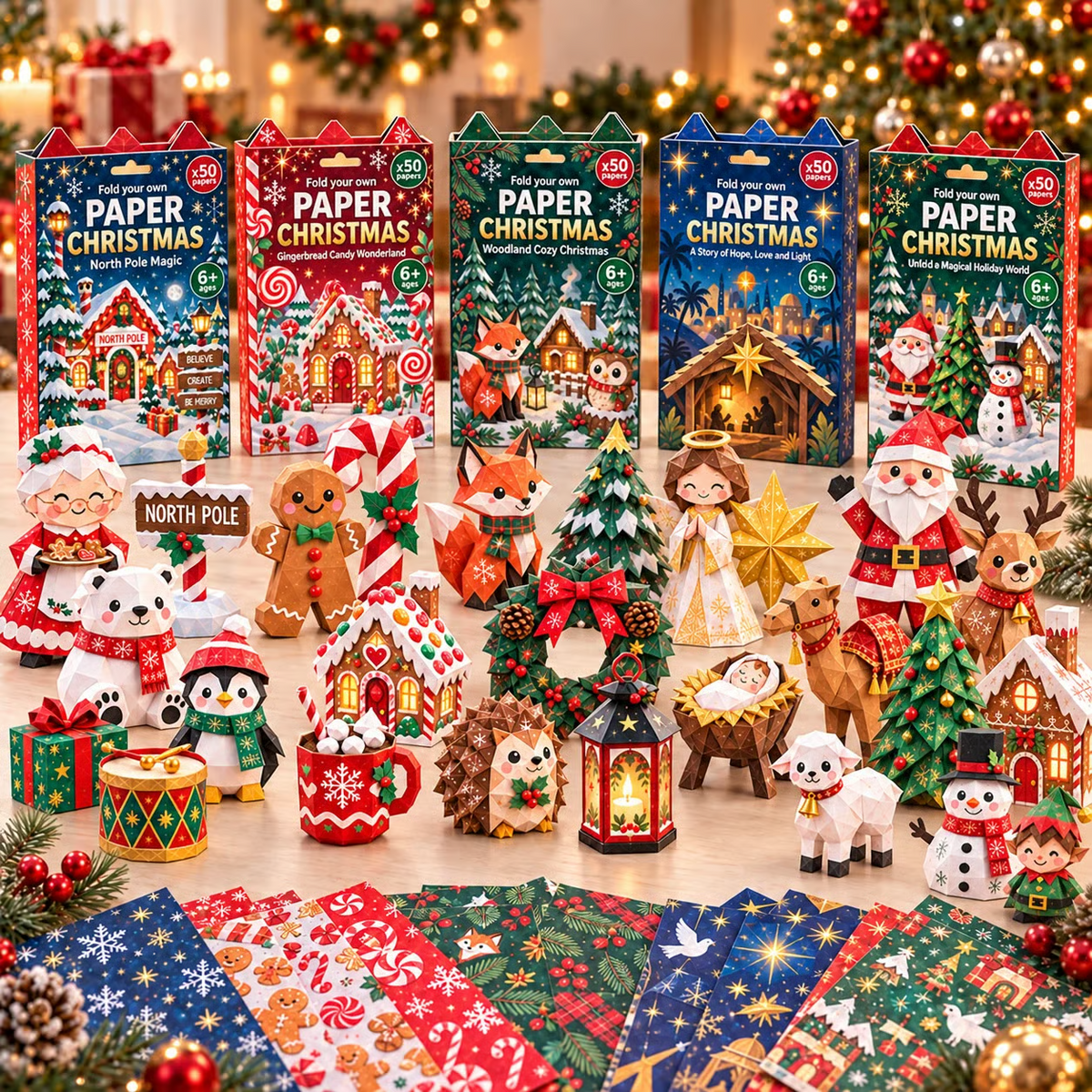 🎄DIY Paper Christmas Craft Kit – 250 Sheets, 5 Festive Themes🌟