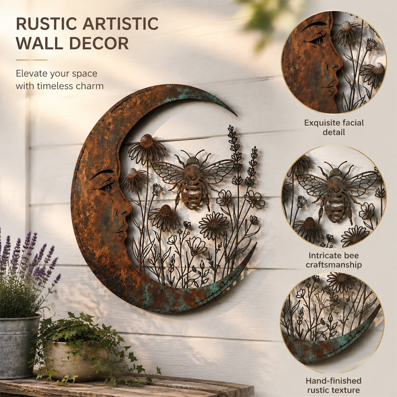🌙 Enchanted Moon Garden Wall Art – Nature Inspired Metal Wall Decor for Home & Garden