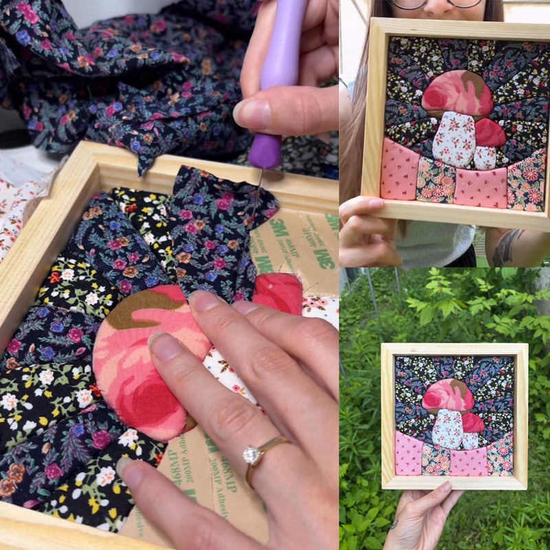 DIY Fabric Art Kit | No-Sew Fabric Mosaic Wall Art Craft with Frame & Tools