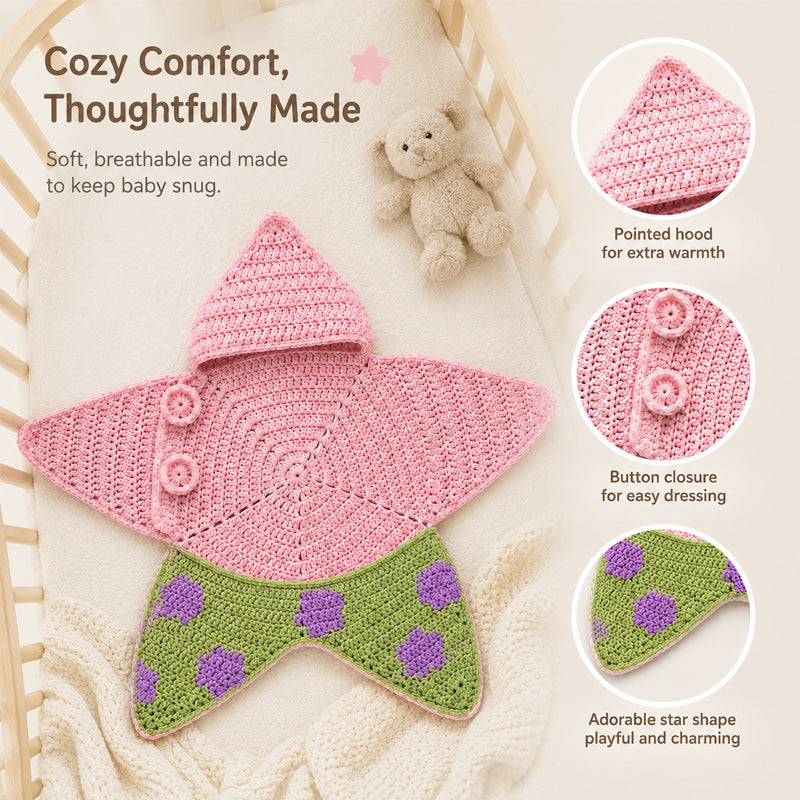 Star Knitted Baby Sleep Bag, Soft Warm Swaddle Blanket for Newborns, Cute Star Shape Sleeping Sack for Infants