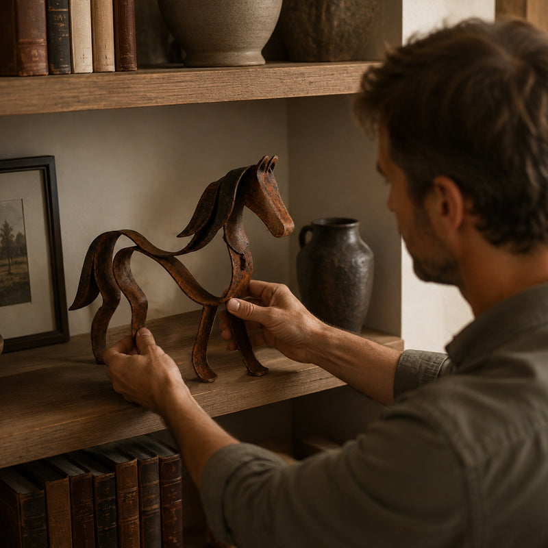 Vintage Metal Horse Sculpture – Rustic Equestrian Home Decor 🐎