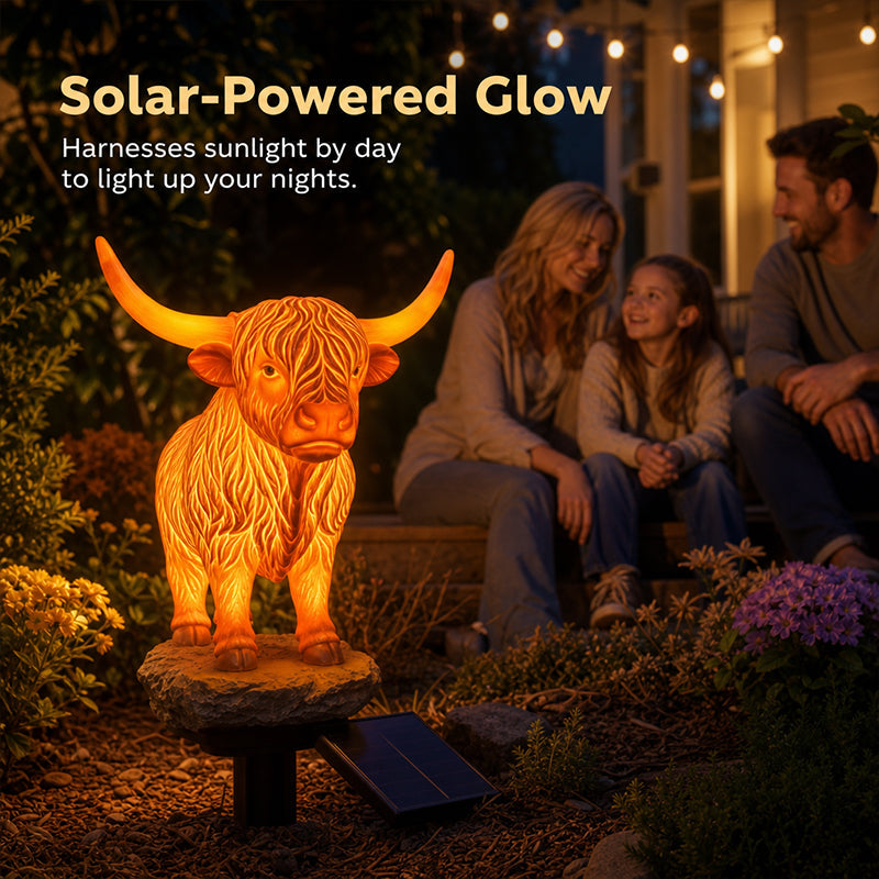 💡🐮 Highland Cattle Solar Garden Ornament Light
