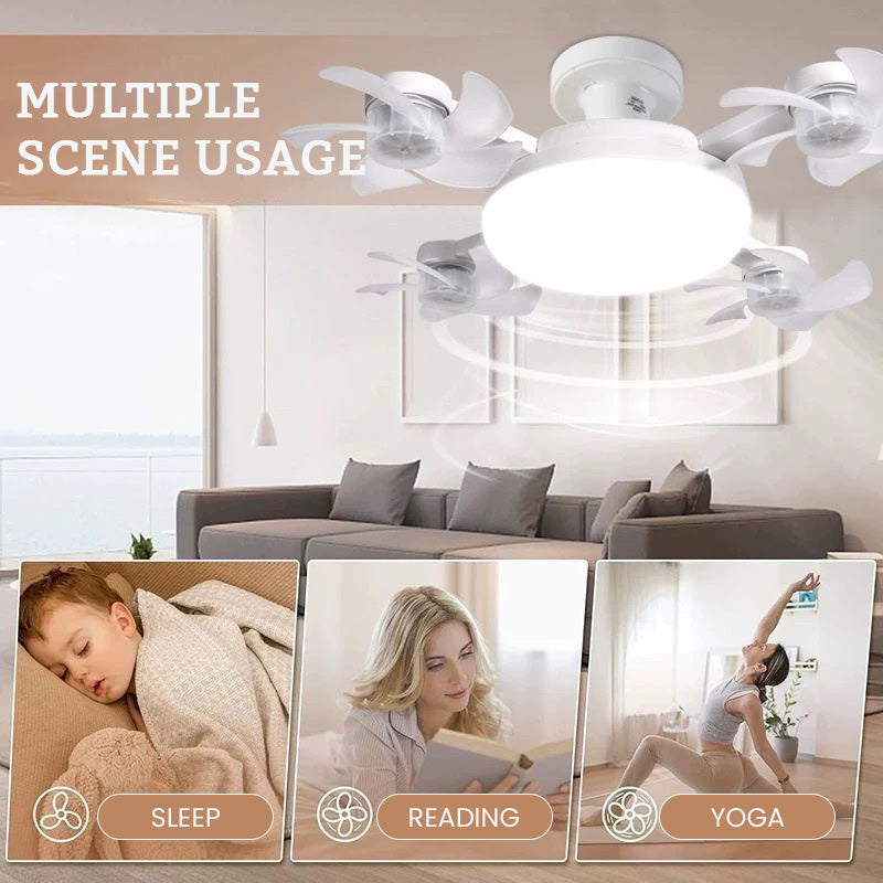 🌀Foldable Socket Ceiling Fan Light with Remote, Energy-Saving Cooling & Lighting for Bedroom & Home