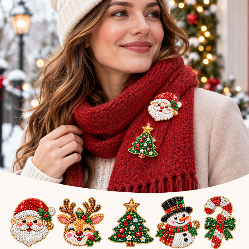 🎁 DIY Diamond Painting ☃️ Christmas Brooch Kit