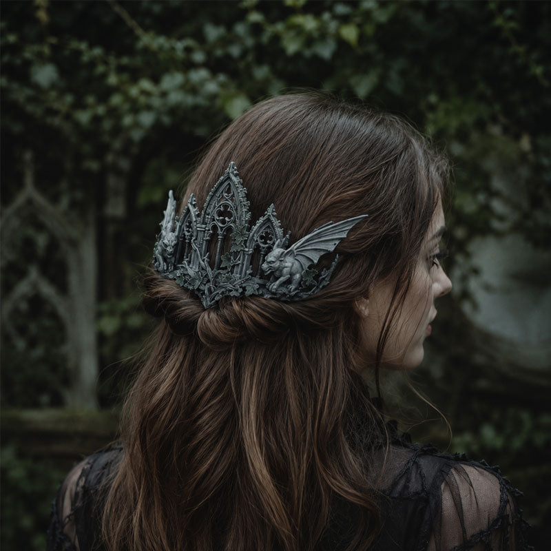 🖤👑 Gothic Gargoyle Cathedral Crown Hair Accessory
