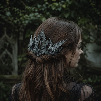 🖤👑 Gothic Gargoyle Cathedral Crown Hair Accessory