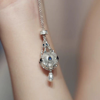 ✨14.0-15.0 mm Freshwater Pearl & Blue Gemstone Lavalier Pendant