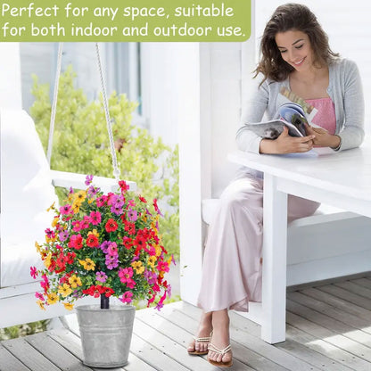🔥 LAST DAY 50% OFF! 🏡💐Artificial Eucalyptus and Violet Ground-Insert Floral Decoration