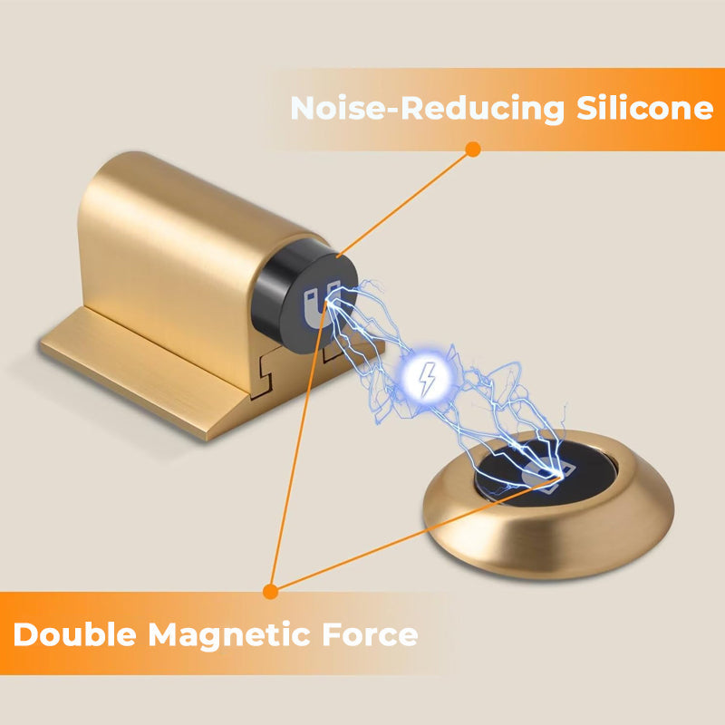🚪 Drill-free zinc alloy windproof double-magnet invisible silent door stop