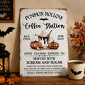 Halloween Pumpkin Coffee Station Vintage Decorative Sign