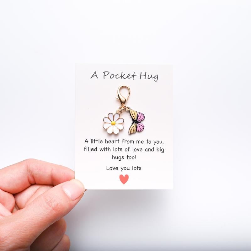 🤗Hug Favors –  Appreciation Gifts with Inspirational Cards & Resin Keyrings (Butterfly, Ladybird, Flower, Bee)🦋🌸🐝