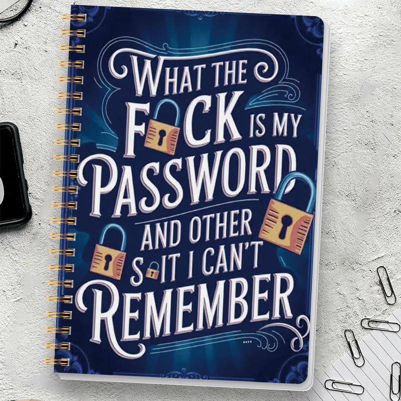 ⏰Sale last 4 hours: Save 49% - 📅Fun password notebook - Spiral bound with lock icons and fun security phrases✍️