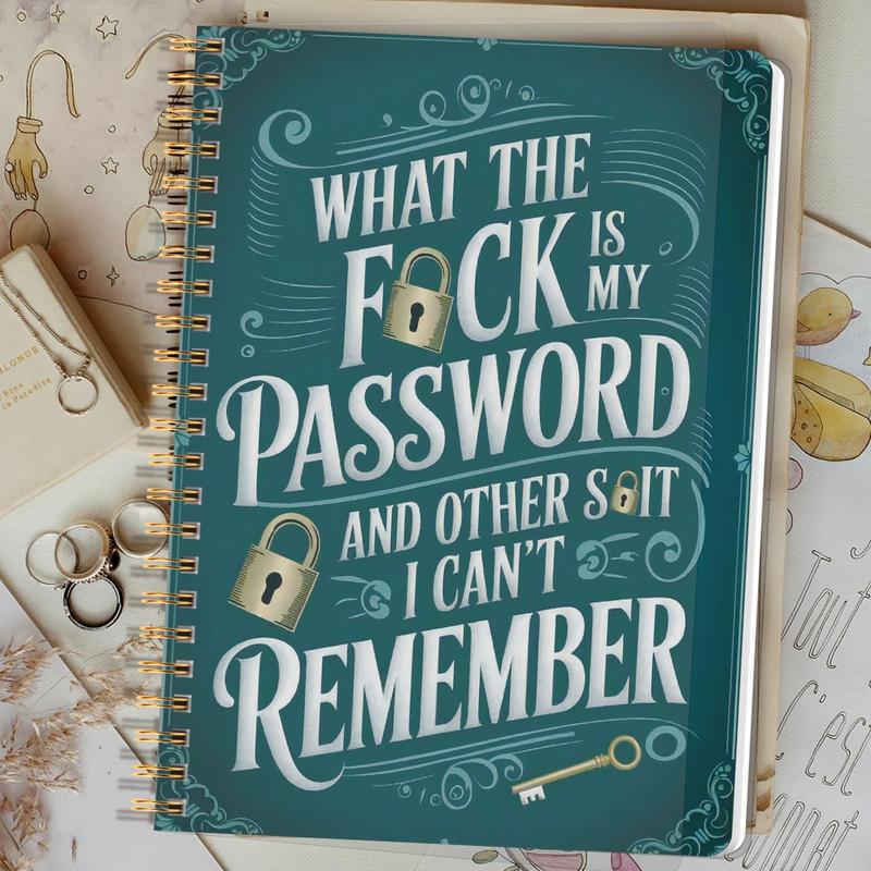 ⏰Sale last 4 hours: Save 49% - 📅Fun password notebook - Spiral bound with lock icons and fun security phrases✍️