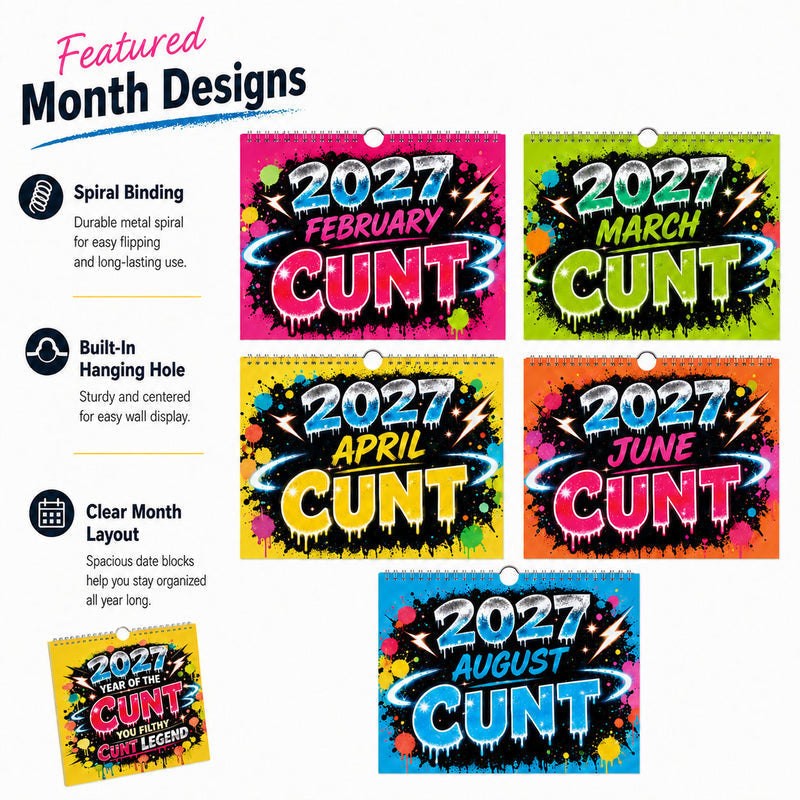 🌟2027 Year of the Cunt Wall Calendar – Bold Graffiti Humor Calendar📆