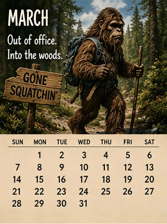 🦶 2027 Bigfoot Daily Life Calendar