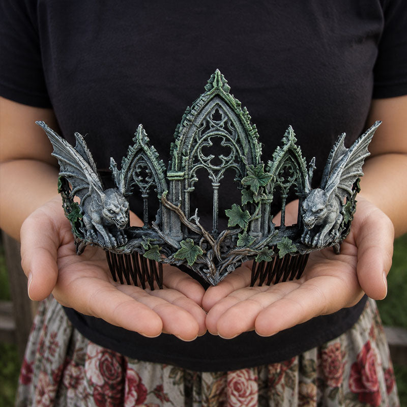 🖤👑 Gothic Gargoyle Cathedral Crown Hair Accessory