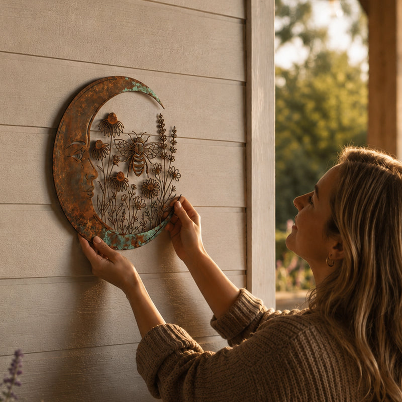🌙 Enchanted Moon Garden Wall Art – Nature Inspired Metal Wall Decor for Home & Garden