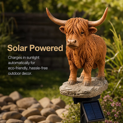 💡🐮 Highland Cattle Solar Garden Ornament Light