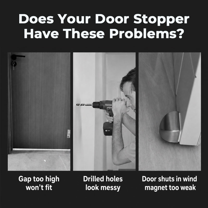 🚪 Drill-free zinc alloy windproof double-magnet invisible silent door stop