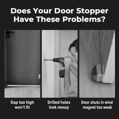 🚪 Drill-free zinc alloy windproof double-magnet invisible silent door stop